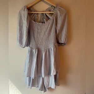 Blue‎ Blush Sky Blue Smocked Mini Dress